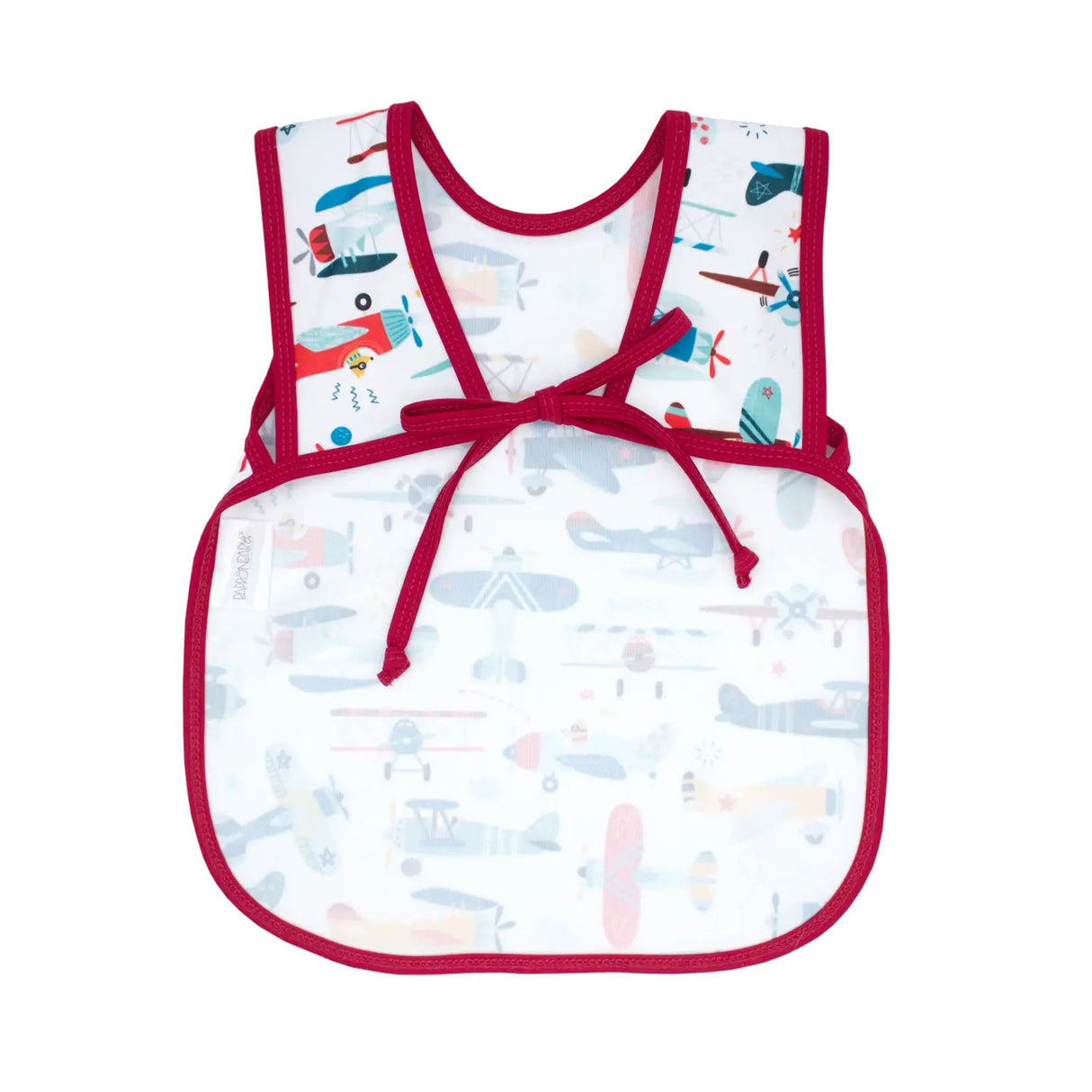 Bapron | Retro Airplanes 6M-3T featuring a full-coverage bib apron with colorful vintage airplane print and red trim.