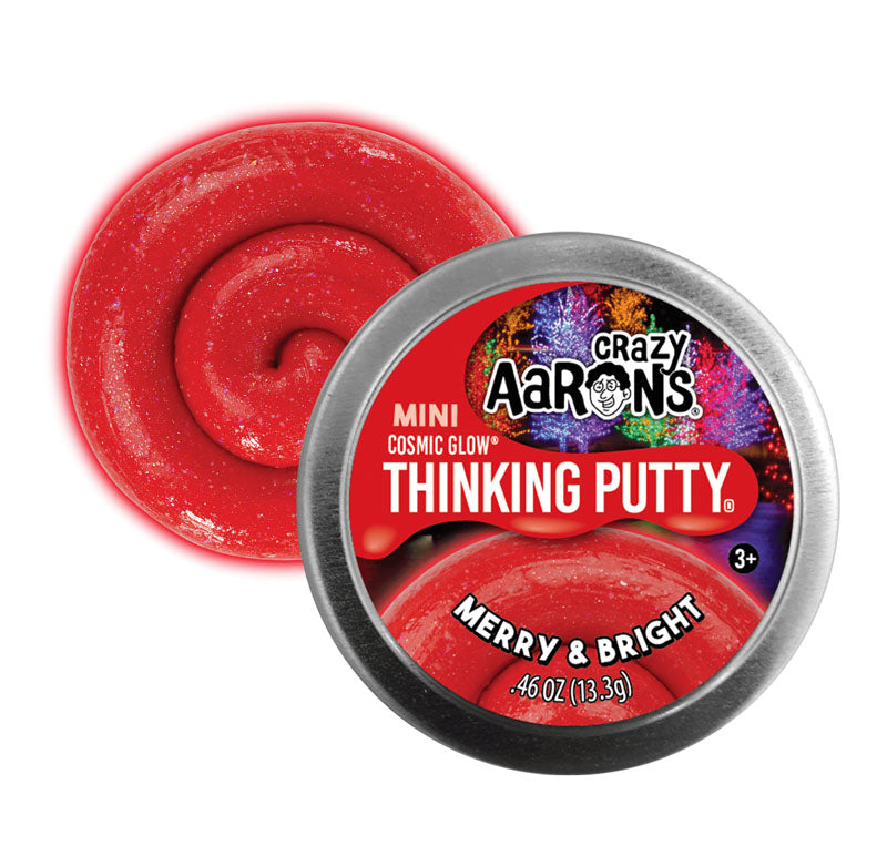 Mini Holiday Merry & Bright Thinking Putty in red with sparkles, perfect for festive family fun ages 3 and up.