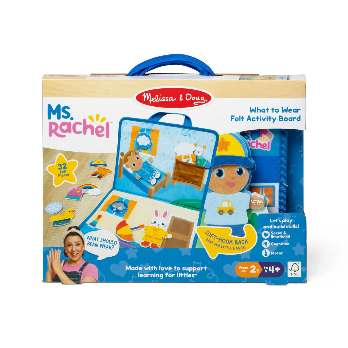 Ms Rachel What to Wear Felt Activity board in colorful Melissa and Doug packaging