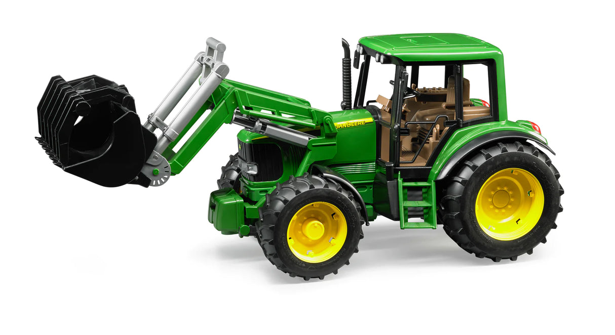John Deere 6920 & Frontloader model with detachable front loader and detailed steering features on scale 1:16 tractor toy.
