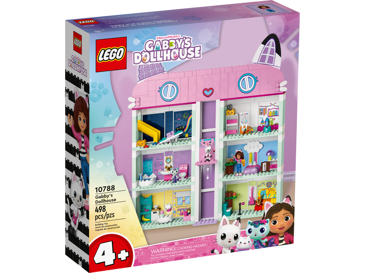LEGO Gabby Gabby's Dollhouse playset with mini-doll, animal figures, and colorful dollhouse rooms for kids 4 and up