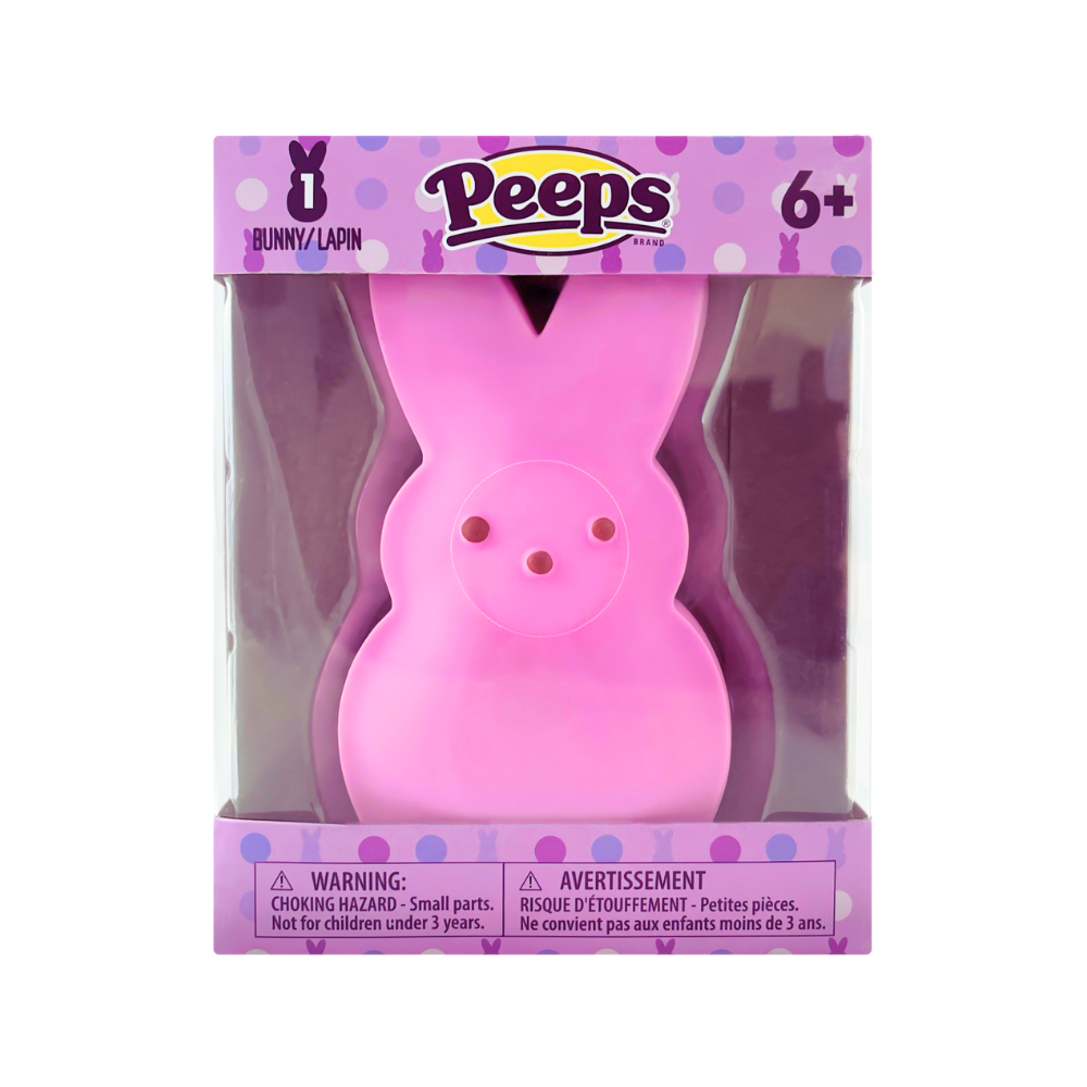 Peeps Bunny Squishy in pink, a soft Easter-themed stress-relief toy for kids 6 and up, perfect for spring fun.