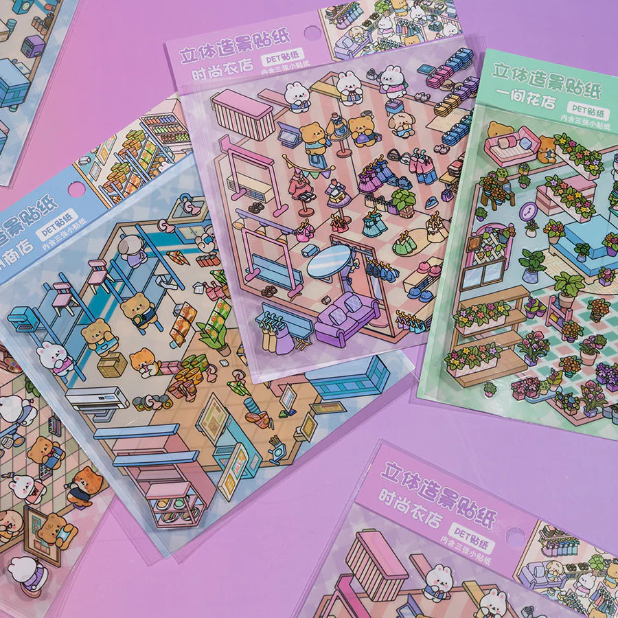 3D Diorama Stickers | Stores