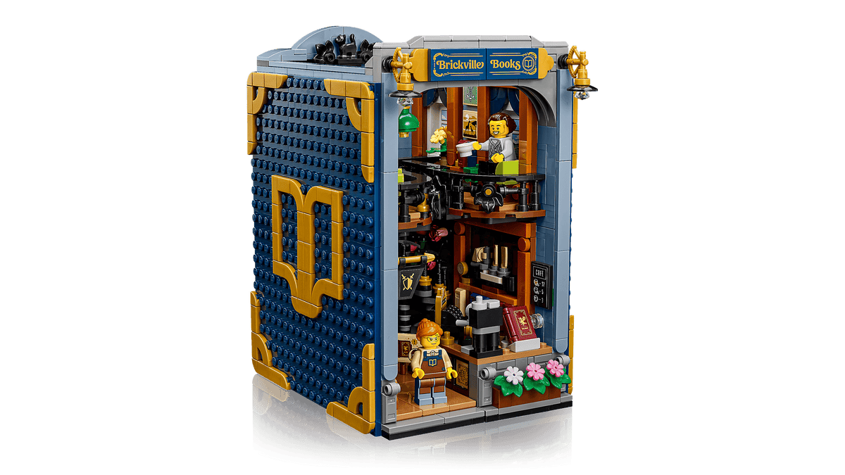 Icons Bookstore: Book Nook miniature bookstore scene with bookshelves and tiny figures