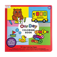 Our Day Coloring Book with raised outlines and simple illustrations for tactile learning and creative fun for kids 3 and up.