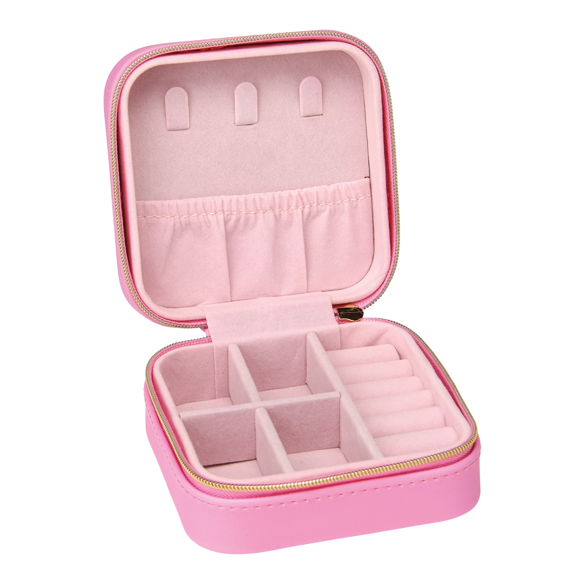 Fashion Friends Jewelry Case in pink with compartments and ring holders
