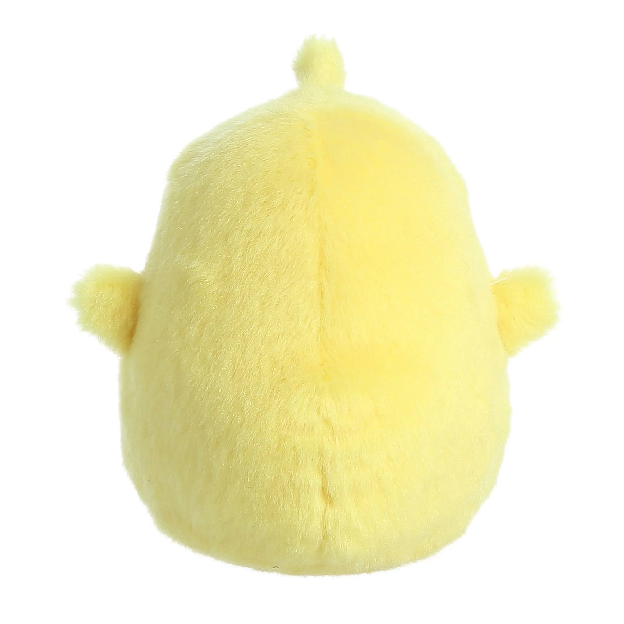 Molang Piu Piu plush toy showing its soft, fluffy yellow back with small wings and a tail tuft.
