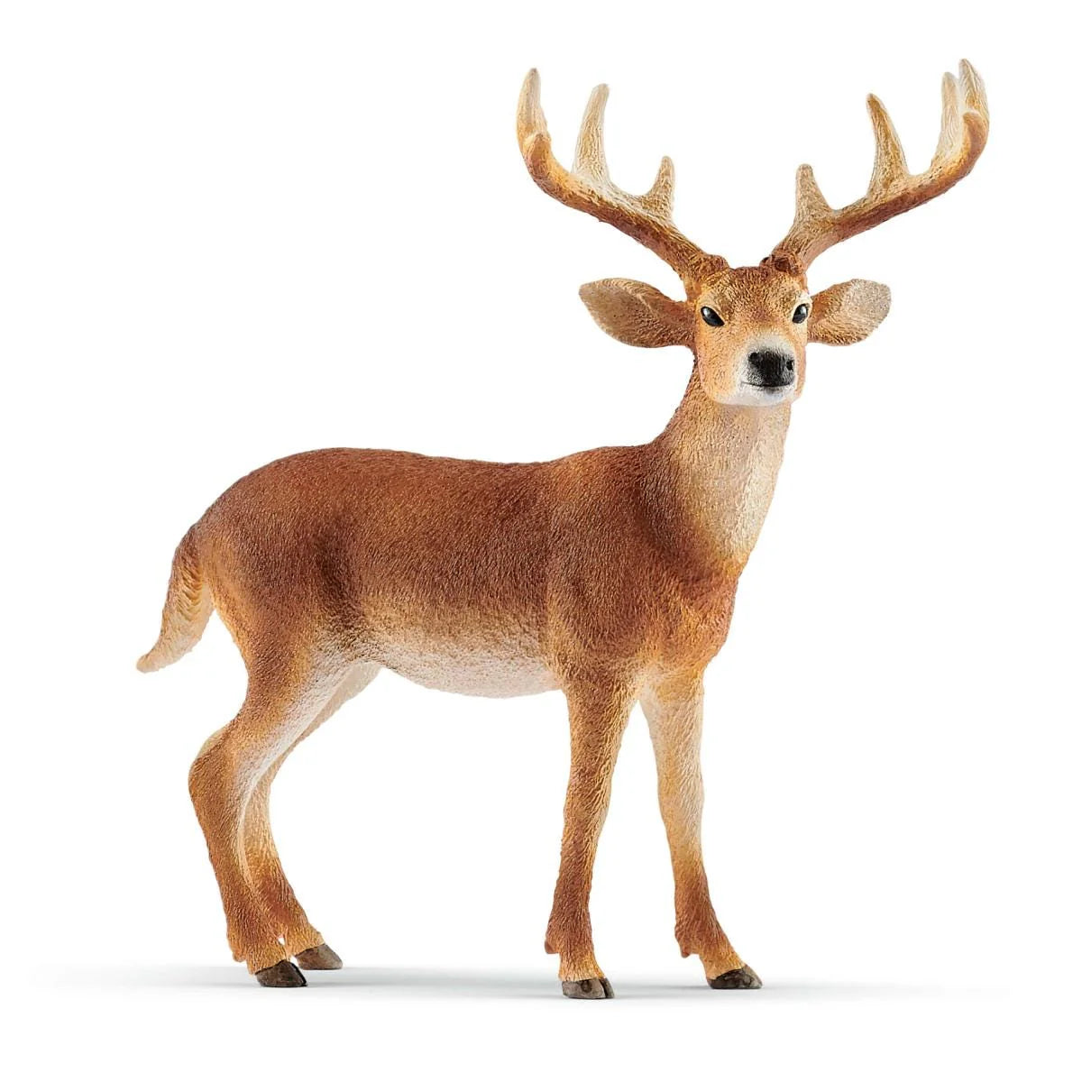 White-Tailed Buck figurine showing a detailed deer with large antlers and white tail tip standing alert.