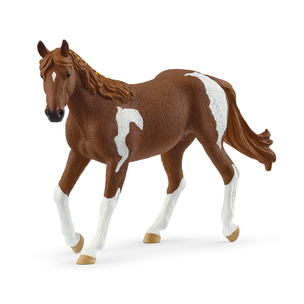 Paint Horse Mare figurine with chocolate brown and white coat, white forehead spot, and detailed features.