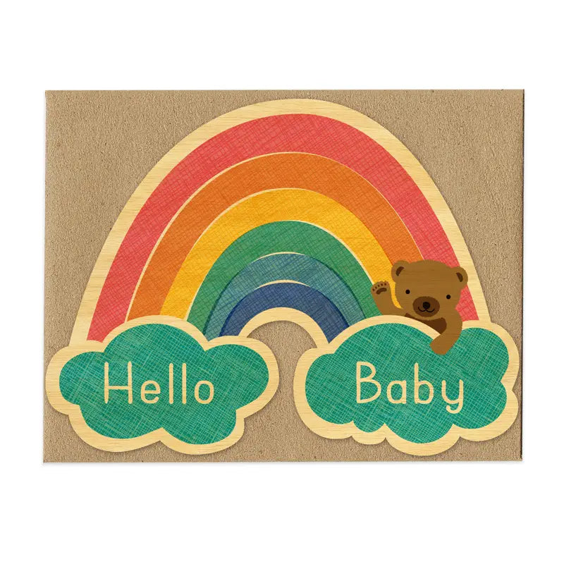 Hello Baby Wood Card