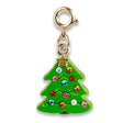 Gold Sparkle Christmas Tree Charm with colorful enamel and acrylic decorations, perfect for ages 3 and up.