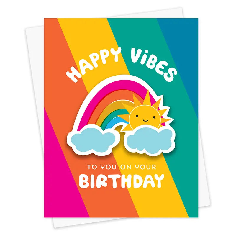 Happy Vibes Rainbow Sticker Birthday Card
