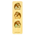 Story Sloths Wood Bookmark featuring three cute sloths holding books on a natural birch wood background.