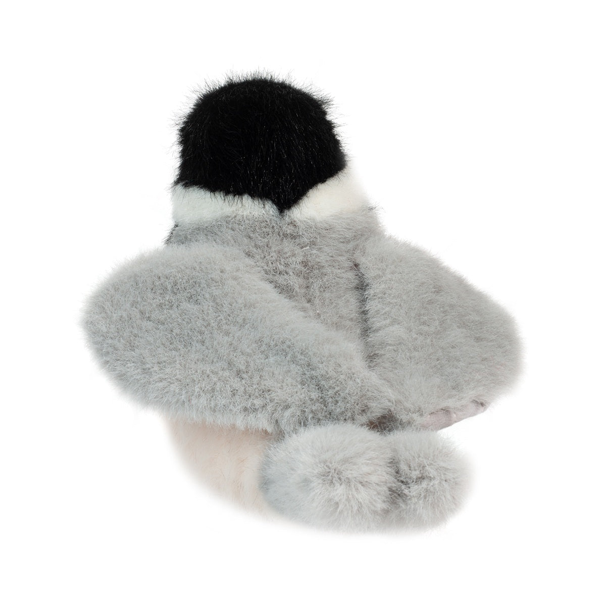 Chickadee Chipper plush bird with black cap, white face, gray wings, and soft cuddly design, 7 inches long.