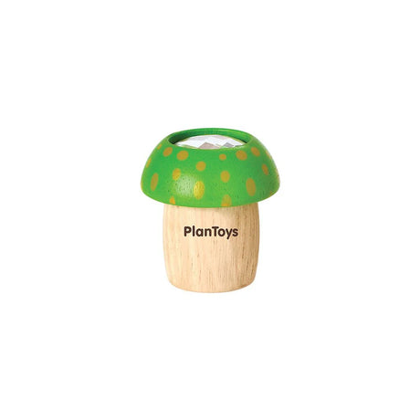 Kaleidoscope Mushroom Green wooden toy with green spotted cap and lens, encouraging creative outdoor exploration for kids.