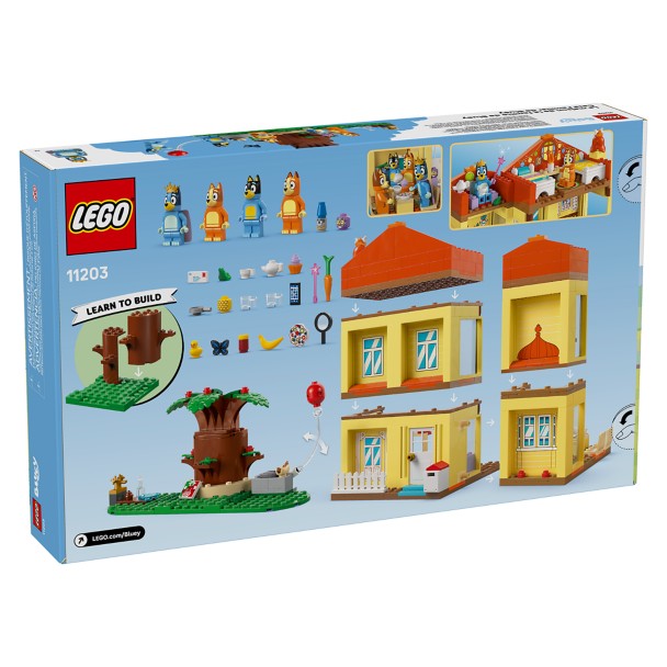 LEGO Bluey Family House playset with buildable rooms, characters, and accessories for imaginative children's play.