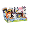 Colorful plush toys of Bluey and friends in a display box perfect for cuddles and imaginative play.
