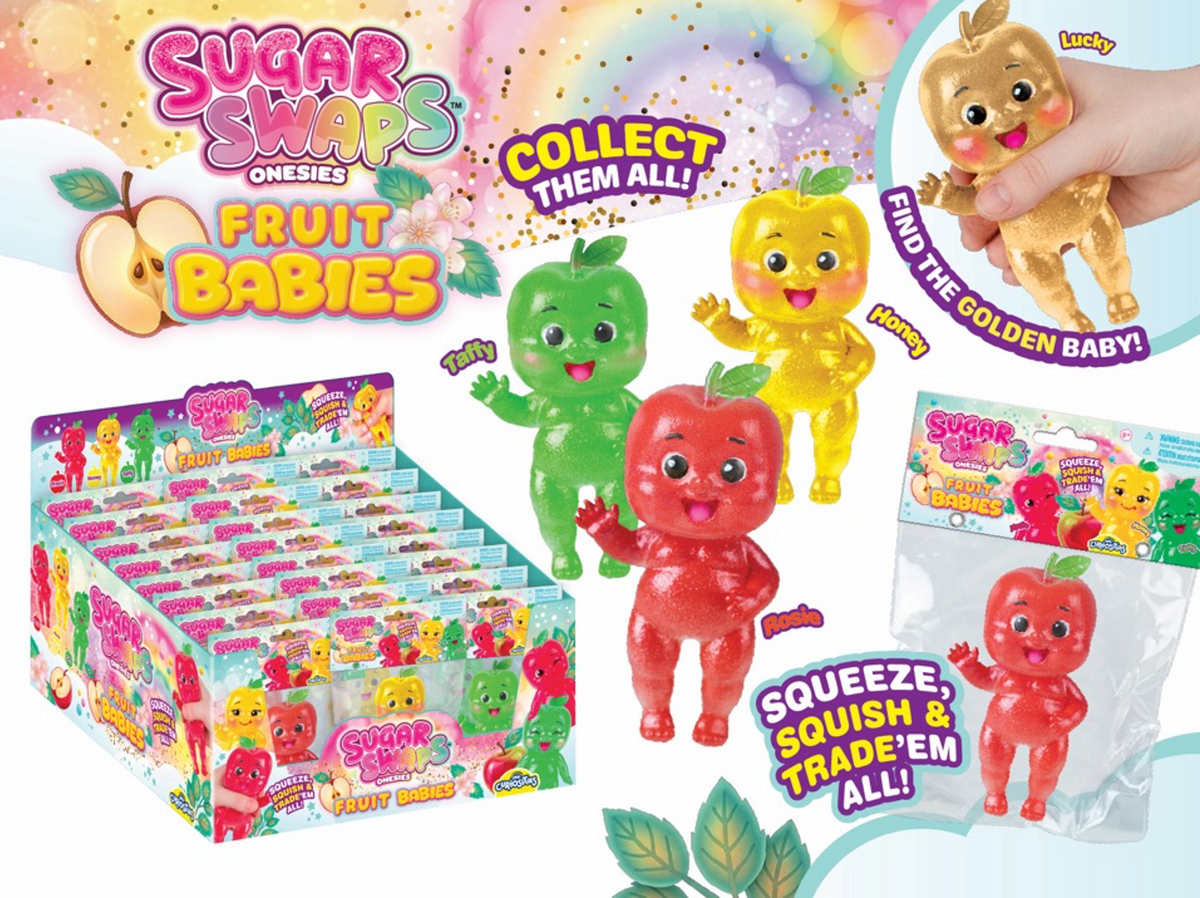Sugar Swaps Fruit Babies | Apple collectible apple character toy and colorful display packaging
