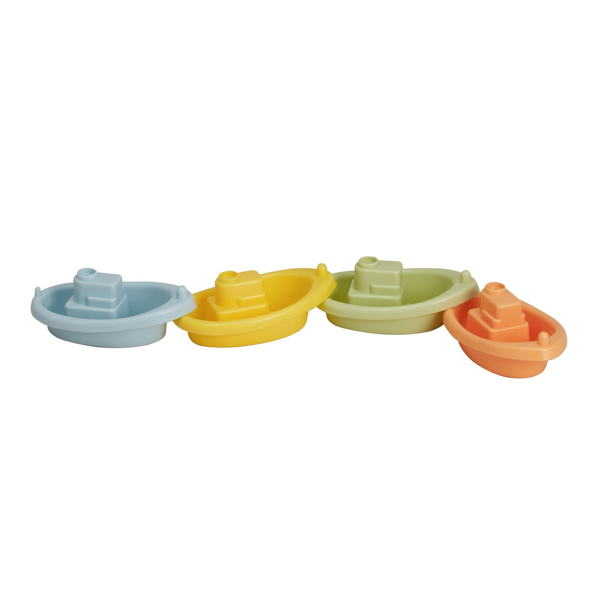 Re:line Tub Boat in assorted pastel colors, sustainable, non-toxic tugboat toy for bath or beach fun.