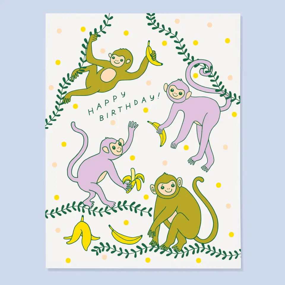 Monkey Banana Birthday Card