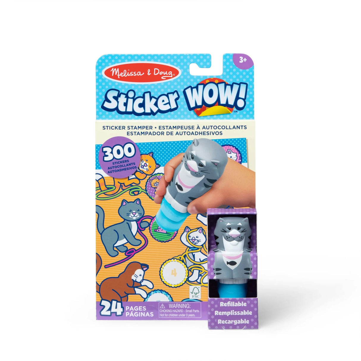 Sticker WOW! Cat refillable sticker stamper with 300 stickers for fun, pet-themed activities and creative play.