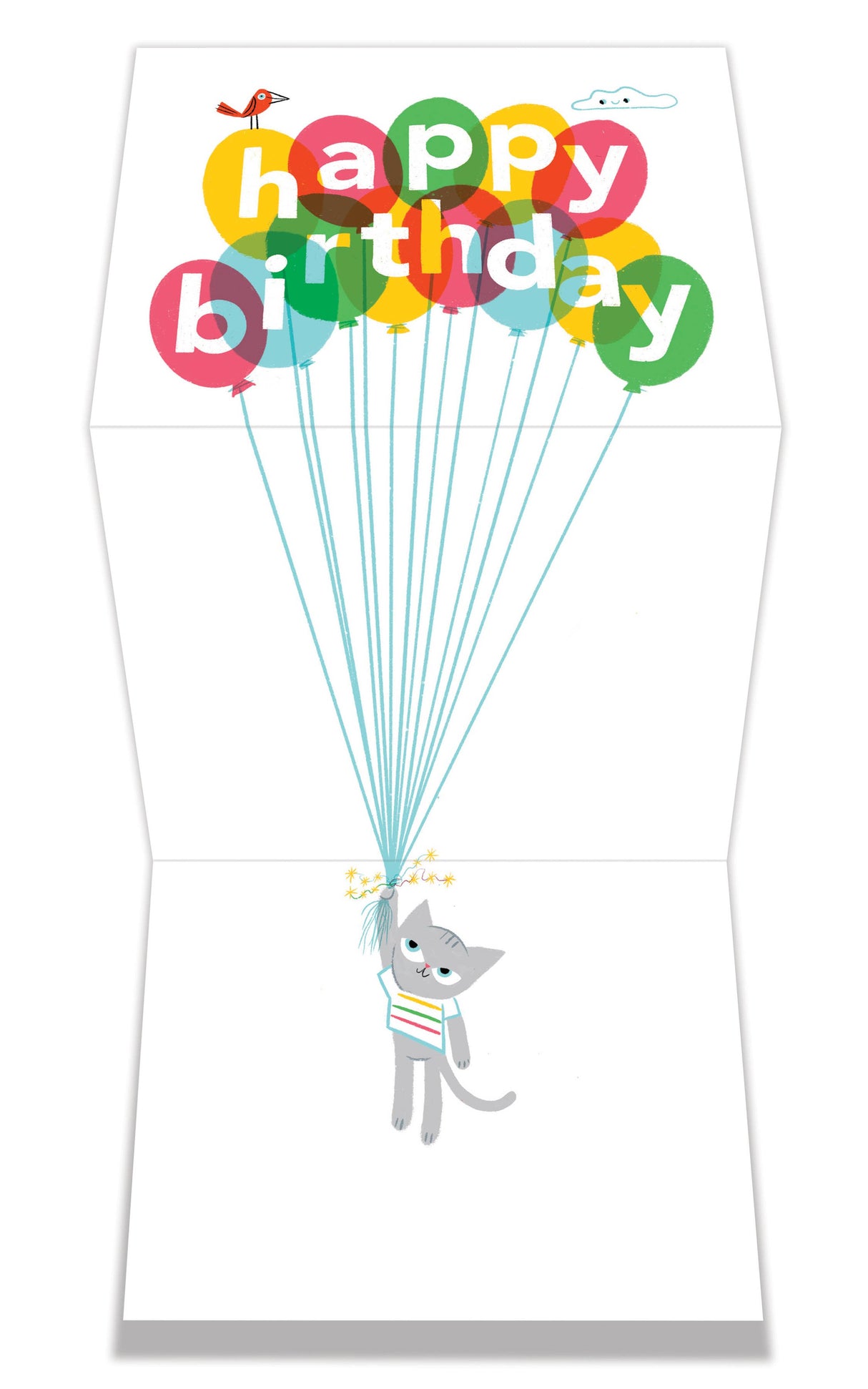 Birthday Balloon Kitty Tri Fold Card