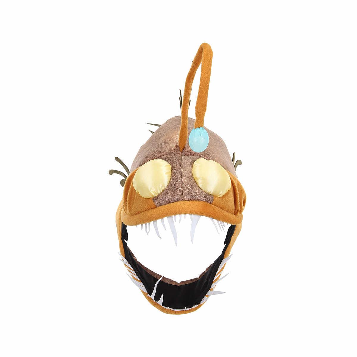 Light-Up Angler Fish Jawesome Hat with soft materials, adjustable fit, light-up esca, and creepy deep-sea design.