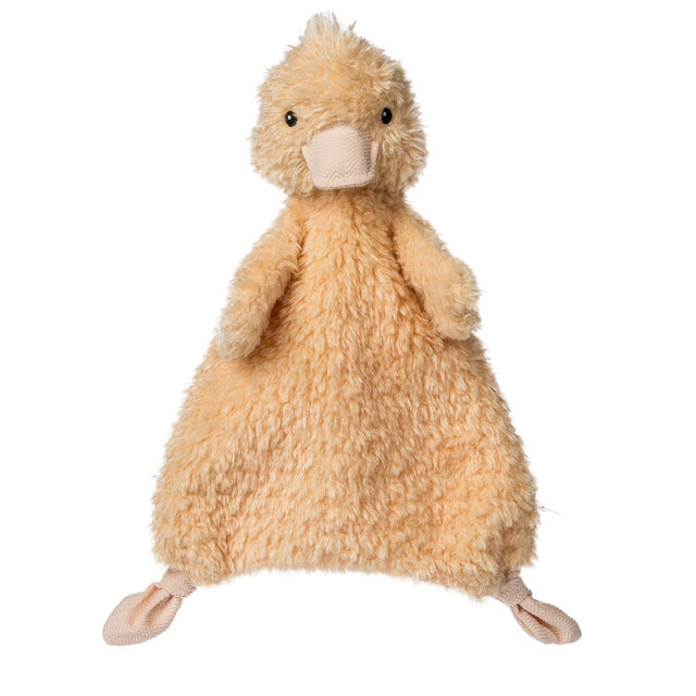 Again Friends Duck Lovey soft recycled plush toy with embroidered face, perfect for comforting babies from 0 months and up.
