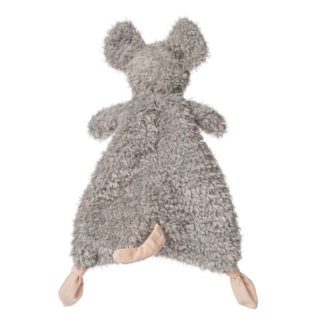 Again Friends Mouse Lovey soft gray recycled plush comforter with embroidered details and textured fabric for babies.