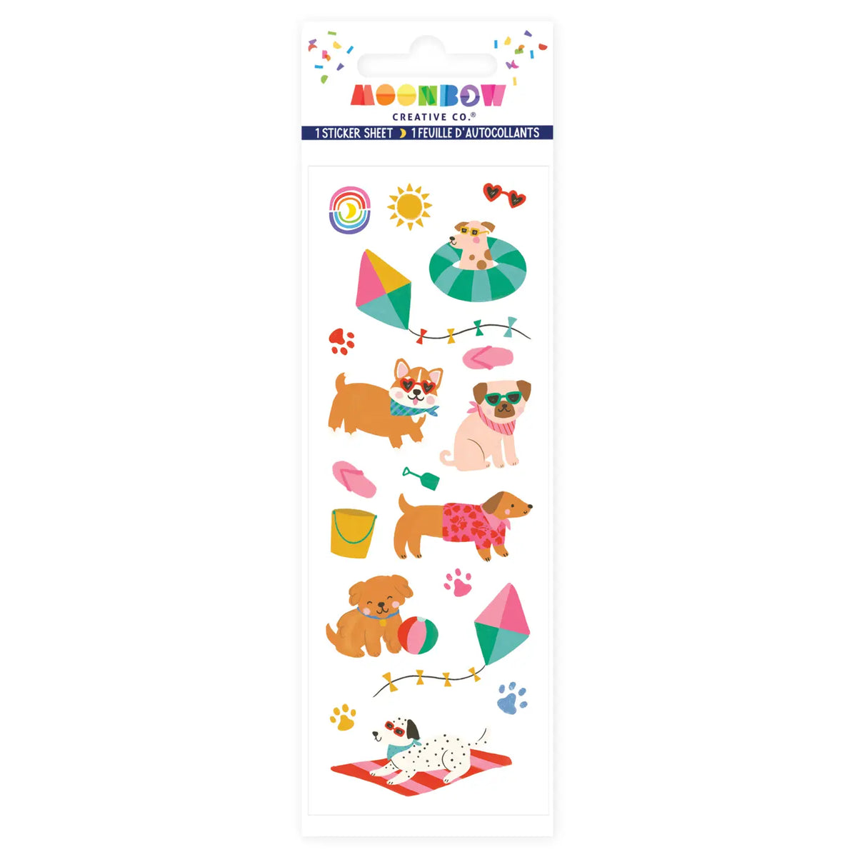 Bark Park Glossy Stickers featuring colorful dog themed designs on a sticker sheet