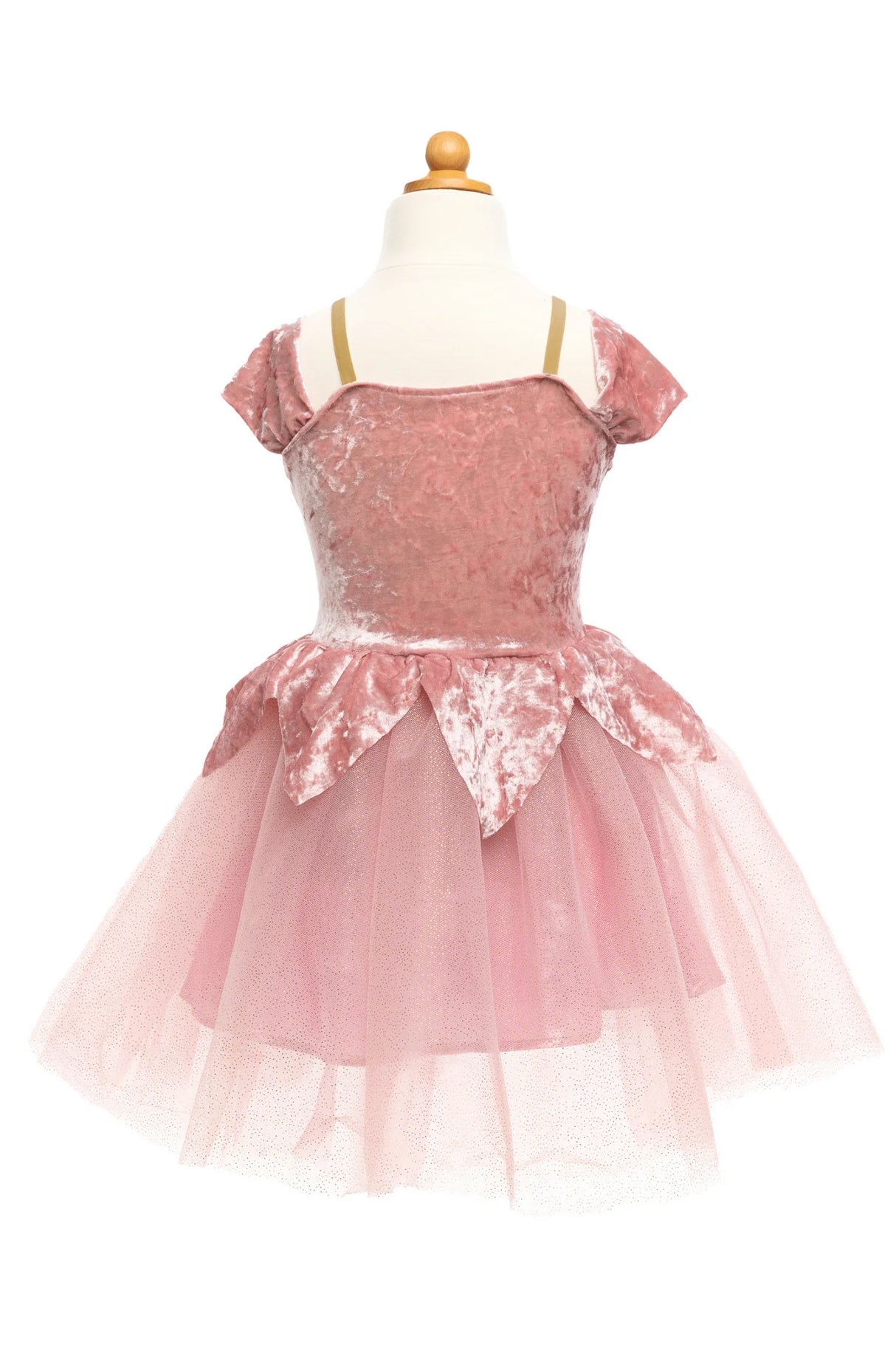 Prima Ballerina Dress size 5-6 with dusty-rose velvet bodice and layered tulle skirt for dancing.