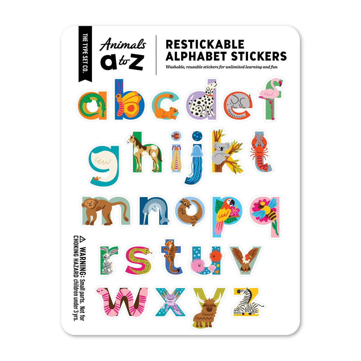 Animals A to Z Restickable Alphabet Stickers