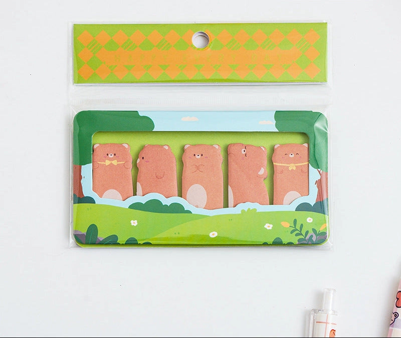 Sticky Notes | Sleepy Bear packaged with five adorable bear designs and a colorful nature scene