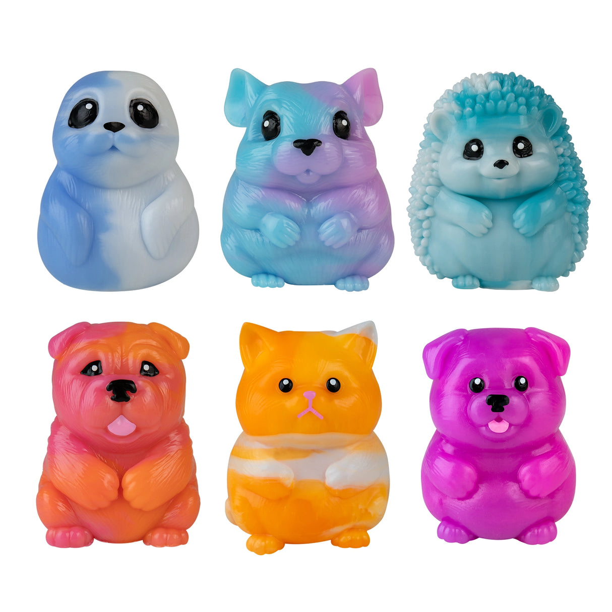 Colorful Taba-licious Pets squishy toys including seal, hamster, hedgehog, dog, cat, and puppy characters in adorable designs