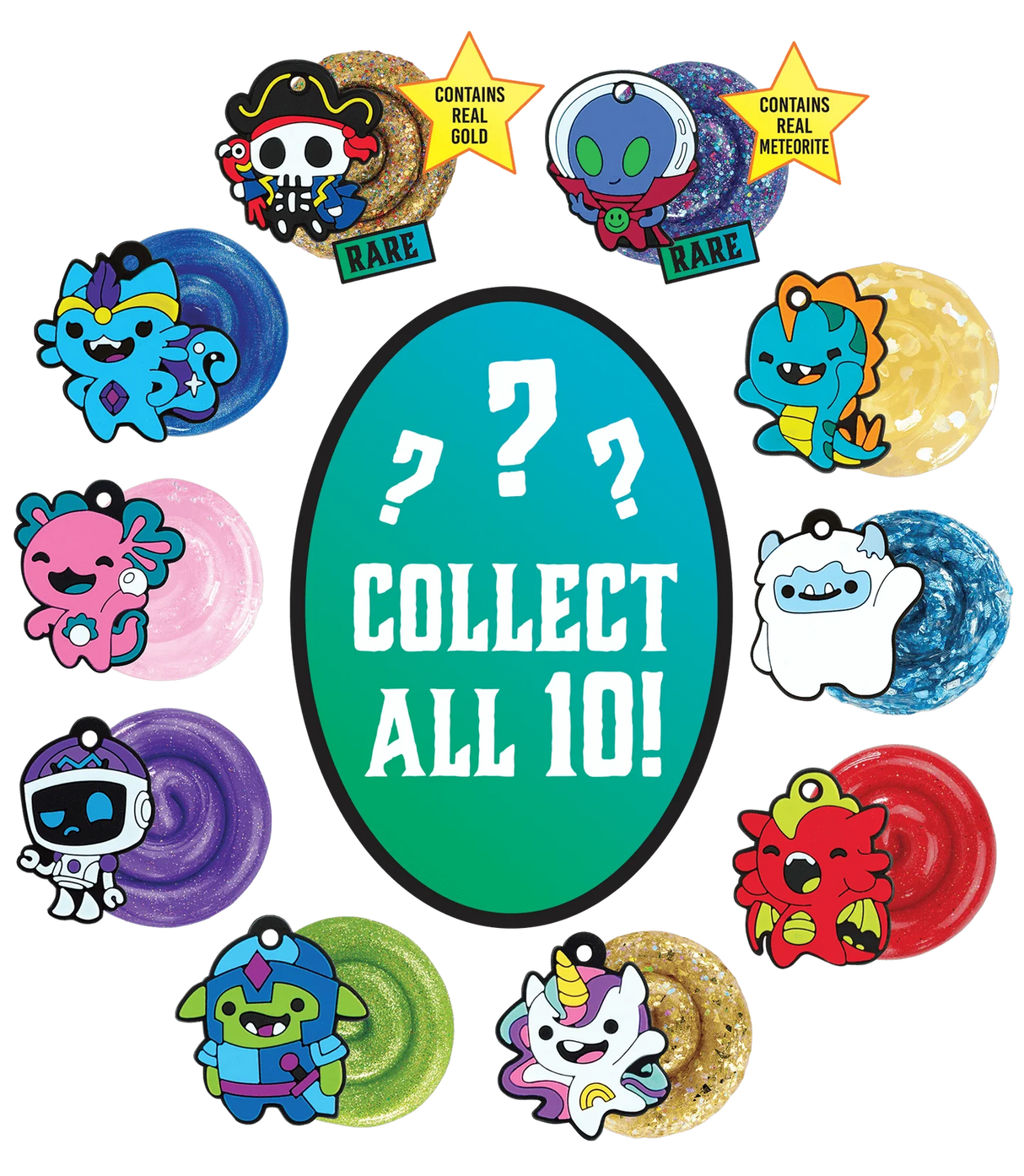 Mini Lost Treasure Guardians Thinking Putty featuring 10 collectible tins with unique guardian charms and mystical putty colors.