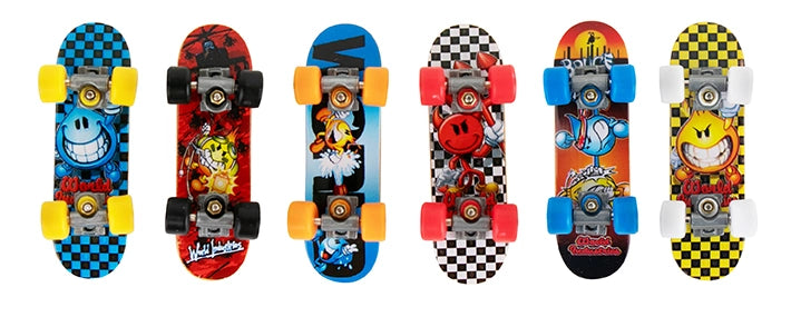 World's Smallest Tech Deck Series 2 featuring six colorful miniature skateboards with collectible graphics