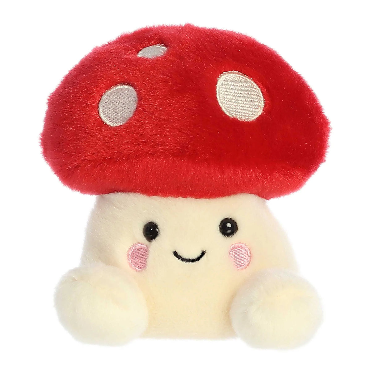 Palm Pals Mushroom Amanita plush toy with a red cap and soft, fluffy body, perfect for cozy cuddles.