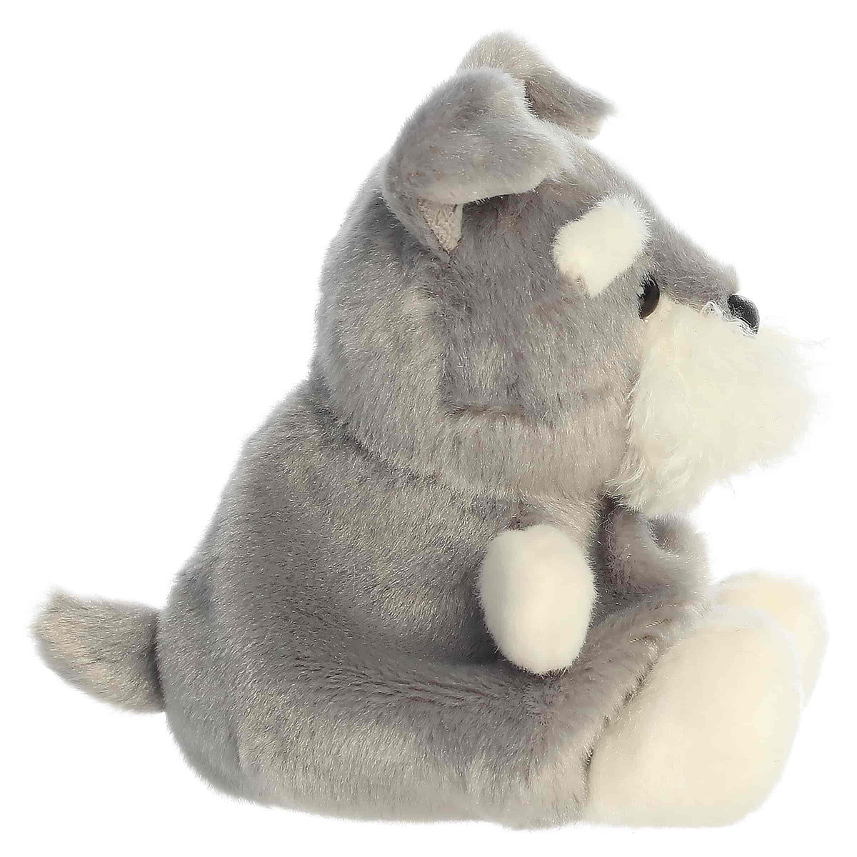 Palm Pals Schnauzer Korra gray and white plush dog toy sitting with floppy ears
