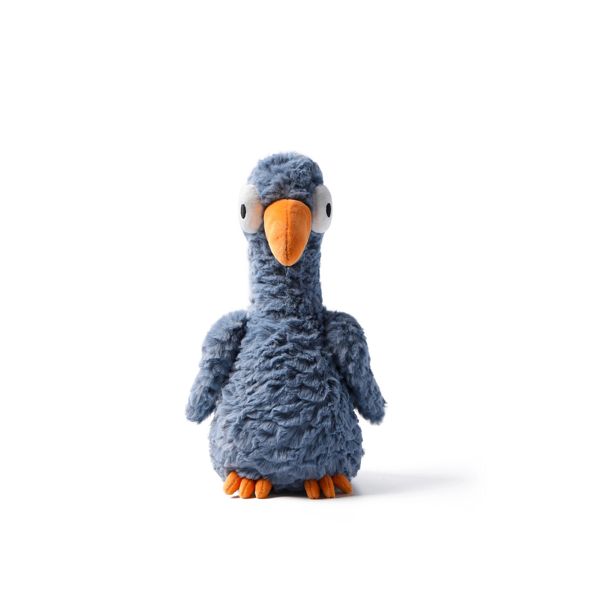McHugs Weighted Big Eyed Bird plush toy with blue feathers and orange beak