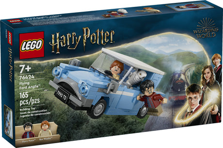 LEGO Harry Potter Flying Ford Anglia building set with minifigures, opening doors, and removable roof for kids 7+ years.