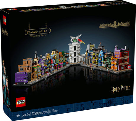 Harry Potter Diagon Alley Wizarding Shops LEGO microscale model featuring iconic wizarding stores and the Knight Bus display set.