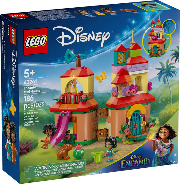 LEGO Disney Princess Encanto Mini House buildable playset with 3 characters, slide, and colorful micro-Madrigal house model.