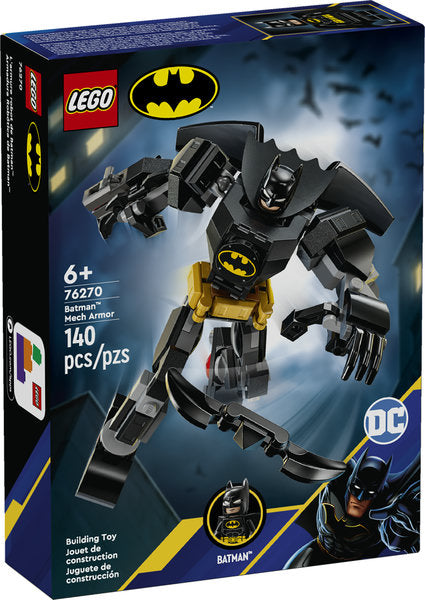 Super Heroes DC Batman Mech Armor featuring a large buildable mech with Batman minifigure pilot and accessories.