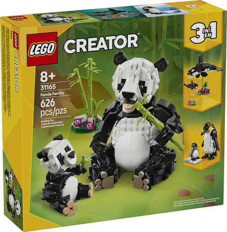 LEGO Creator Wild Animals Panda Family set with posable panda and cub building bricks for kids 8+.