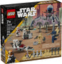 LEGO Star Wars Clone Trooper & Battle Droid Battle Pack with minifigures, speeder bikes, and battle droids for ages 7+.
