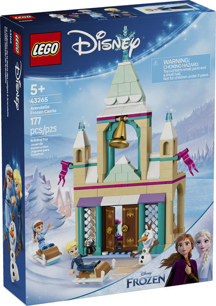 LEGO Disney Princess Arendelle Frozen Castle building set with Elsa, Anna, Olaf, sleds, and snowy play features for kids ages 5+