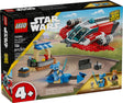 LEGO Star Wars The Crimson Firehawk set with starship, speeder bike, three minifigures, and marketplace build for kids 4+ years.