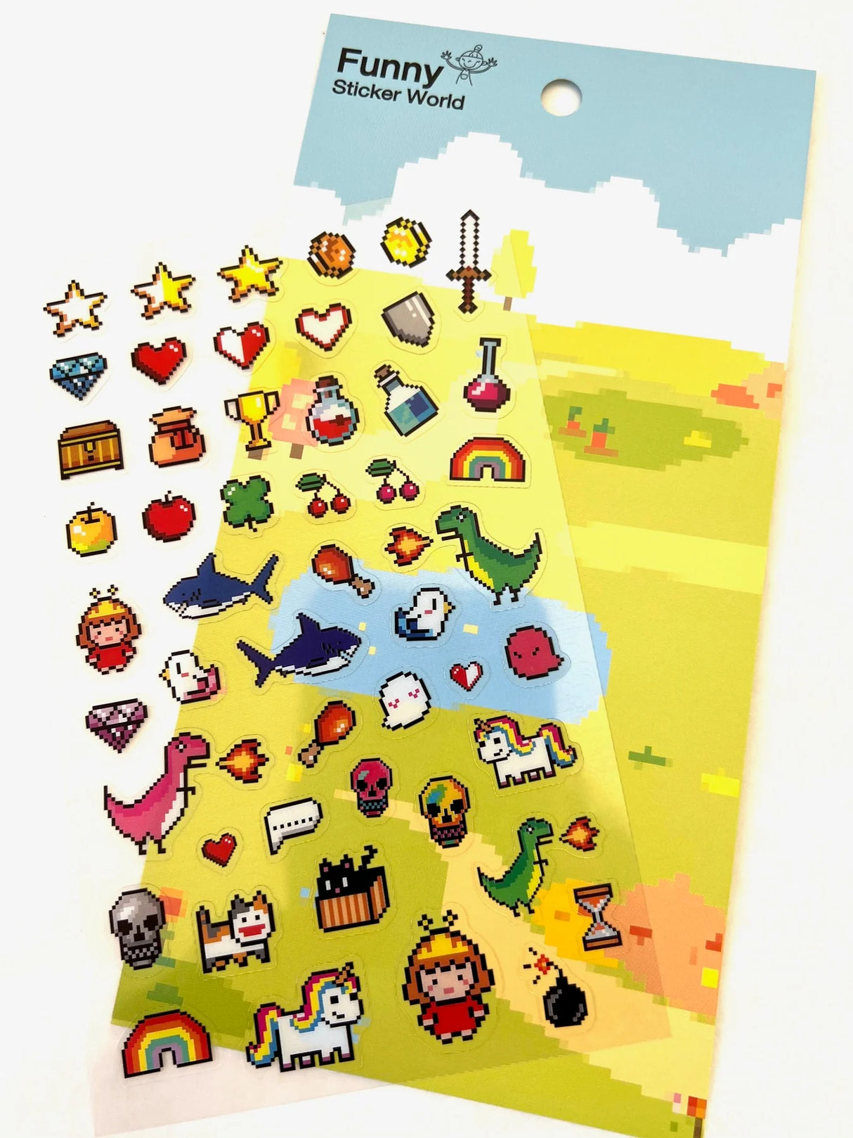 Video Game Party Stickers feature colorful pixel art characters and icons to personalize notes and planners.