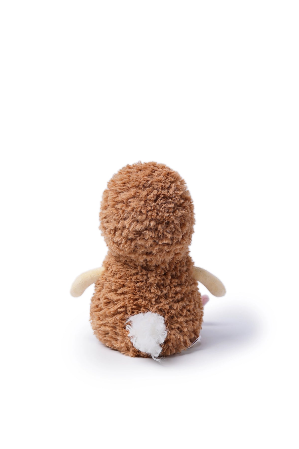 McHugs Weighted Peanut Chicken plush toy shown from behind with soft brown fur and white tail