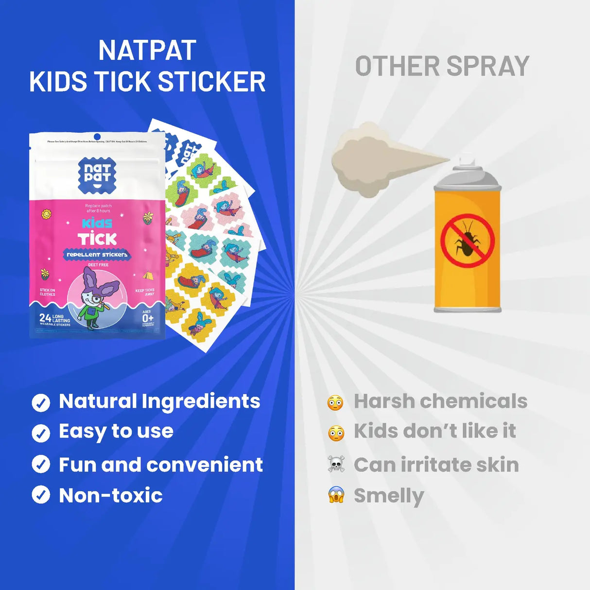 Natpat | Trailpatch Tick Repellent Stickers are natural, non-toxic, fun, and easy-to-use alternatives to harsh chemical sprays for kids.